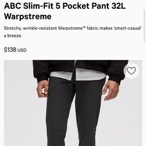 lululemon athletica ABC Slim-Fit 5 Pocket Pant - Gray